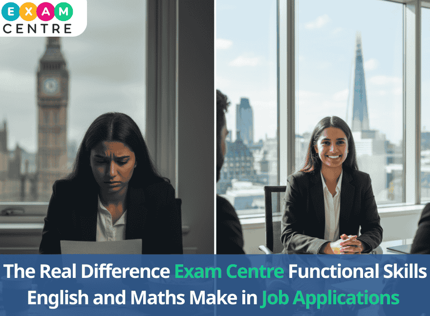 From Rejection to Success: The Real Difference Exam Centre Functional Skills English and Maths Make in Job Applications 5 Young professional in London transforming from job rejection to career success after completing exam centre functional skills English and maths.